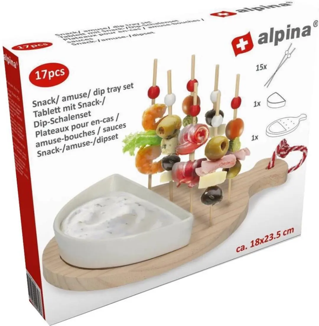 Alpina Houten Serveerset 17-delig - 18cm