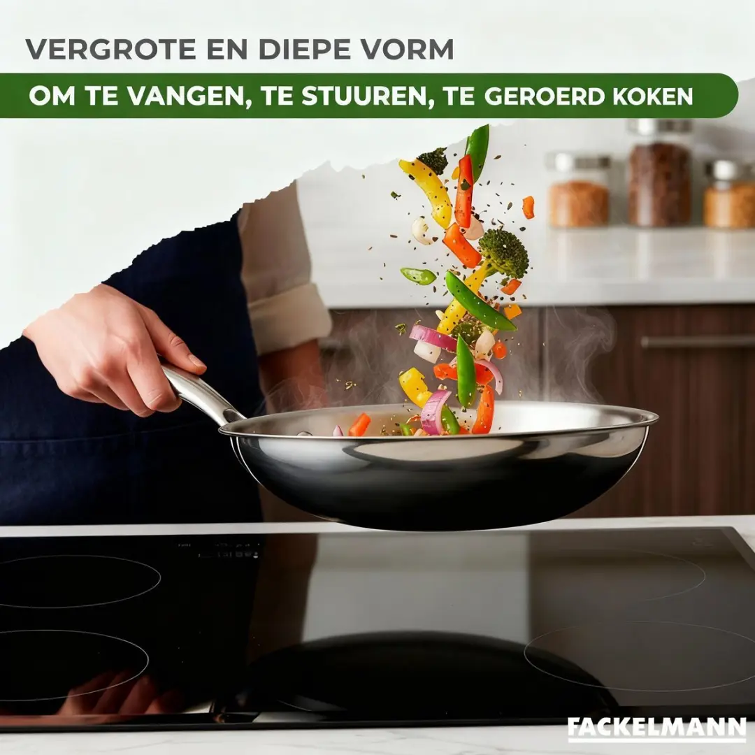 Fackelmann Vita3 Wok 28cm - 18/10 Roestvrij Staal