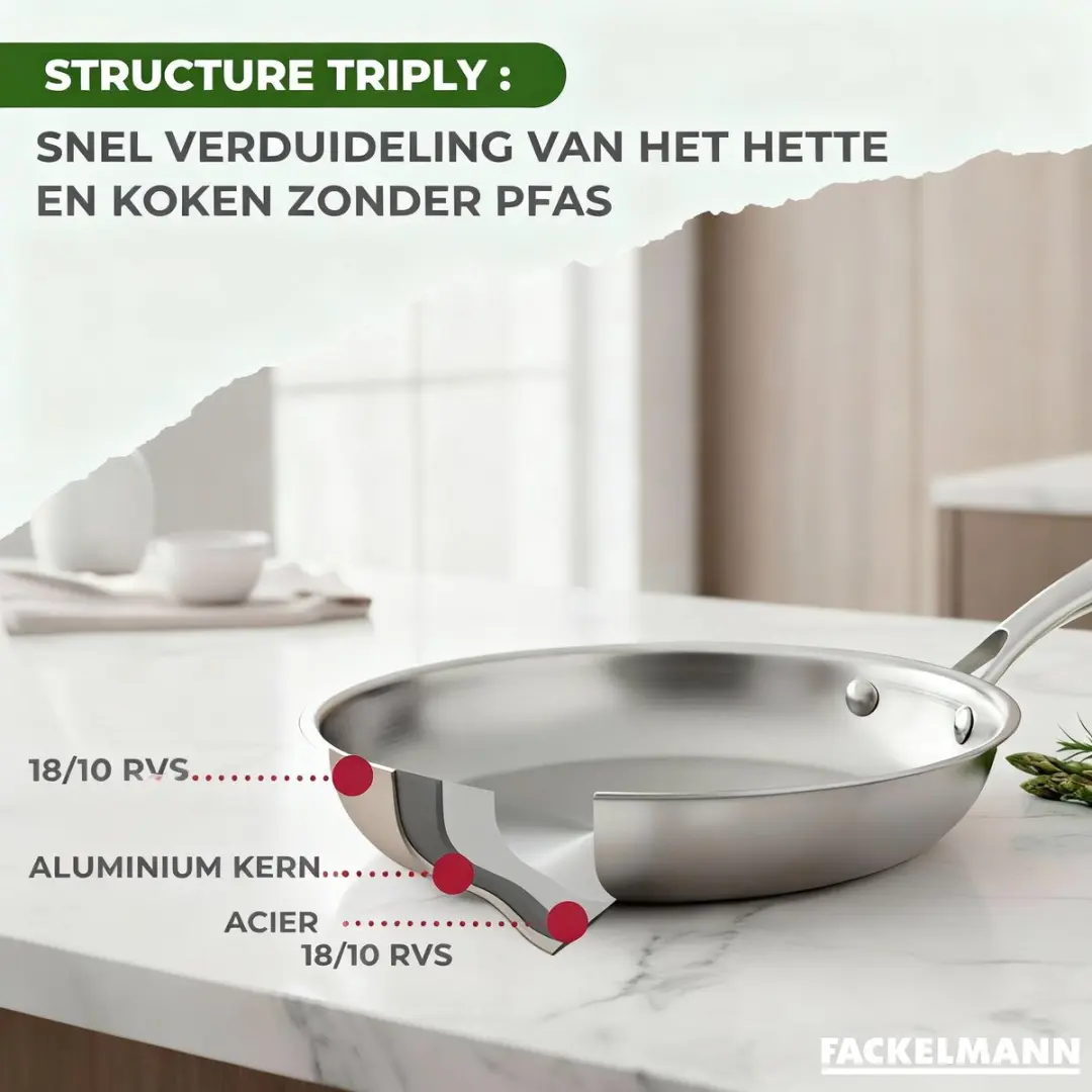 Fackelmann Vita3 Wok 28cm - 18/10 Roestvrij Staal