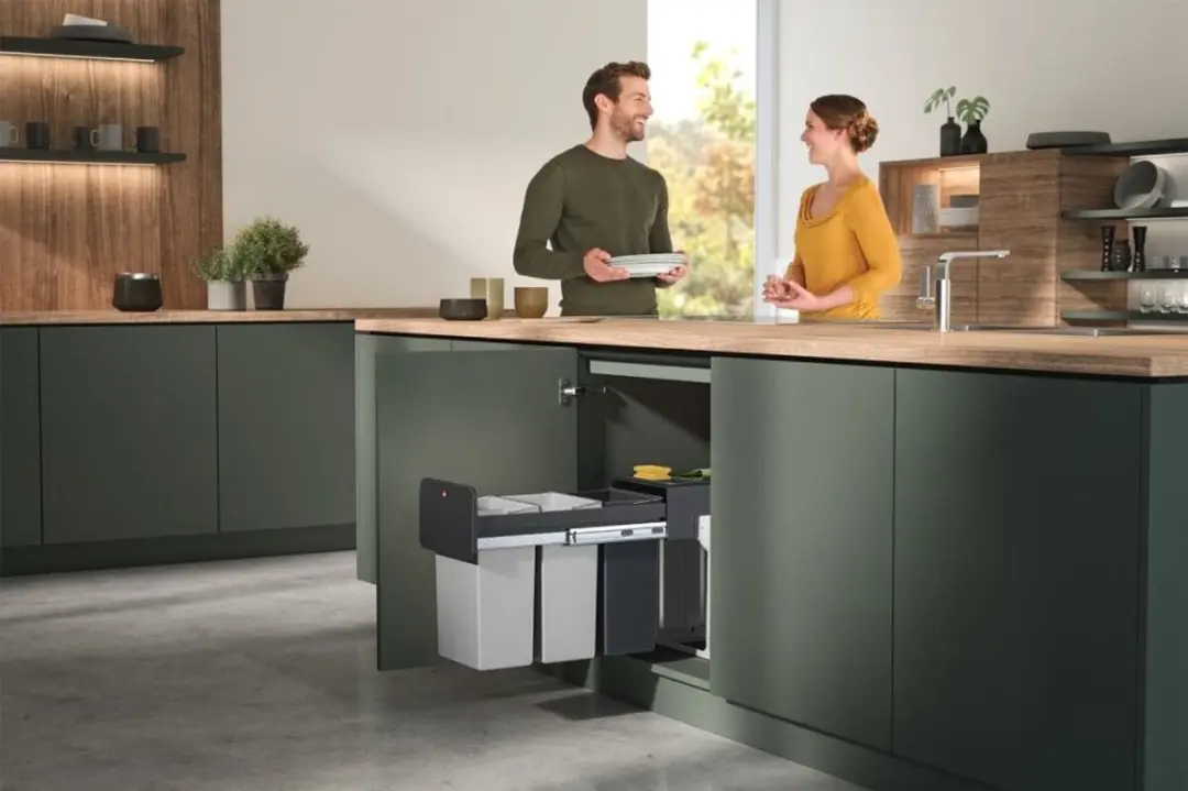 Hailo Inbouwemmer Eco-line Trio L 3x10L - Staal/Zwart