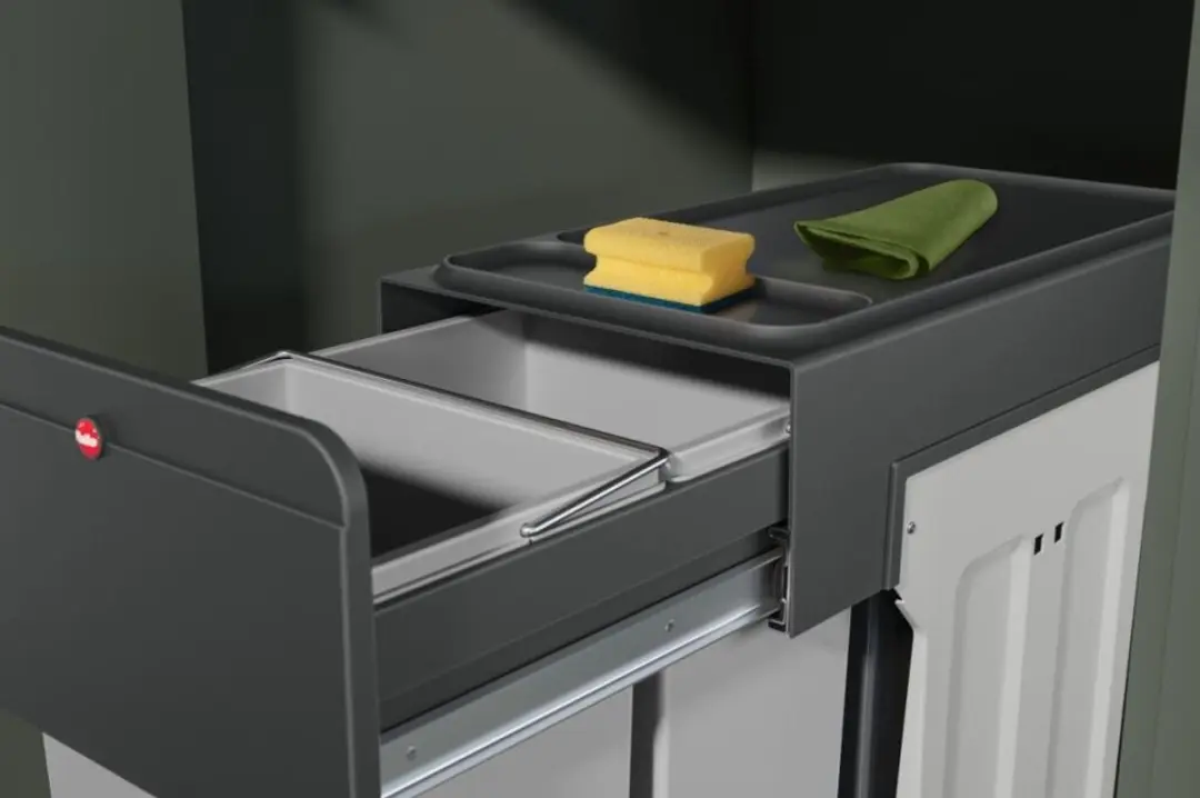 Hailo Inbouwemmer Eco-line Trio L 3x10L - Staal/Zwart