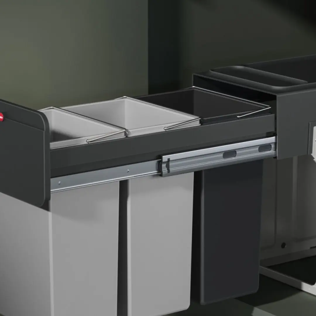 Hailo Inbouwemmer Eco-line Trio L 3x10L - Staal/Zwart