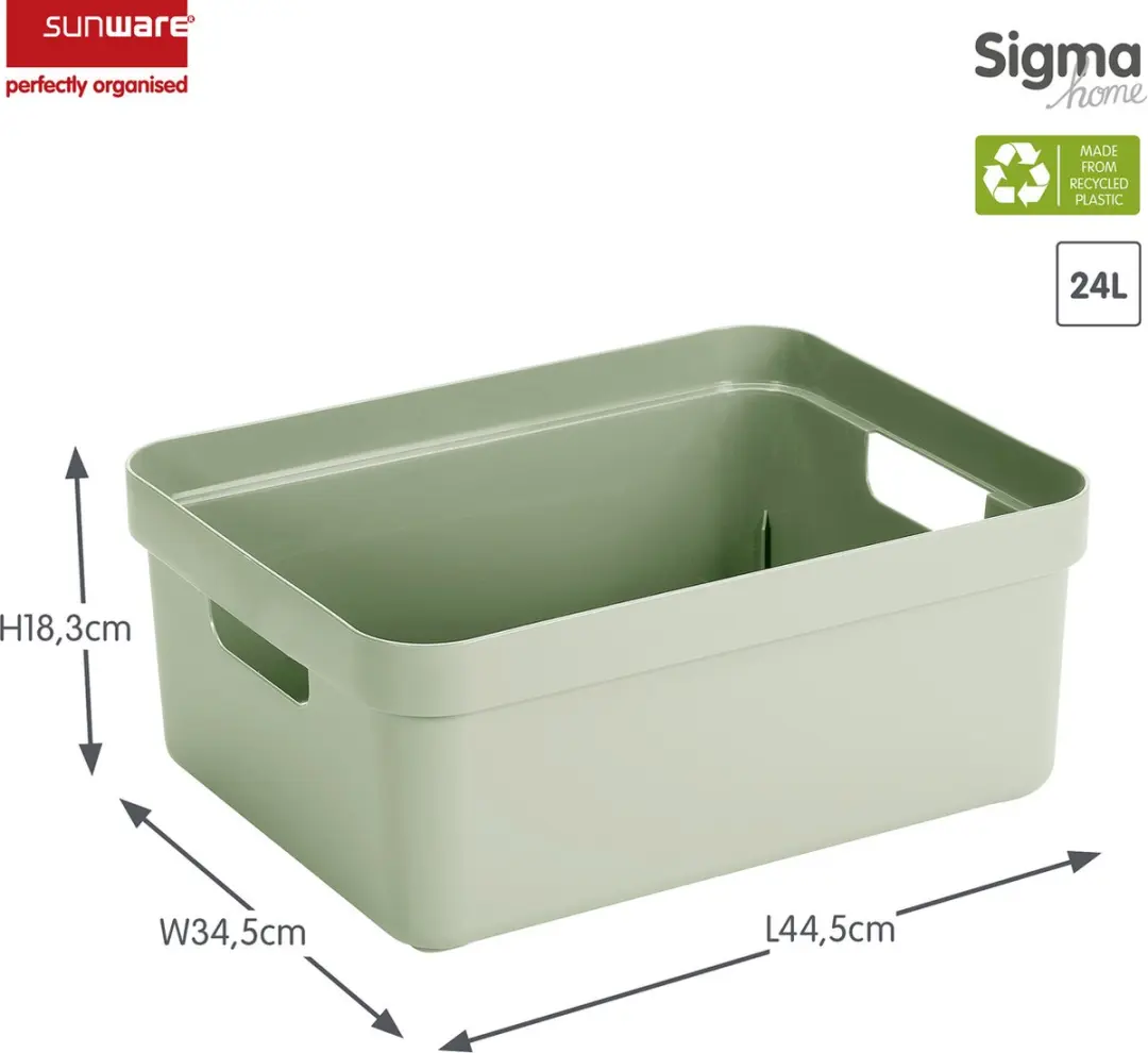 Sunware Sigma Home Opbergbox 24L - Set van 2 - Groen/Transparant