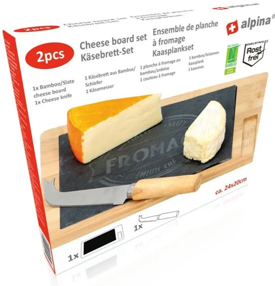 Alpina Kaasplank met Mes 24x20cm