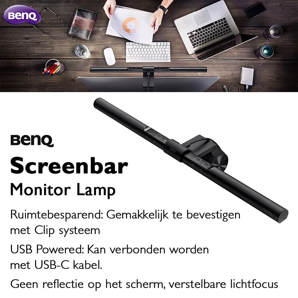 BenQ Screenbar LED Bureaulamp - 45cm - Zwart