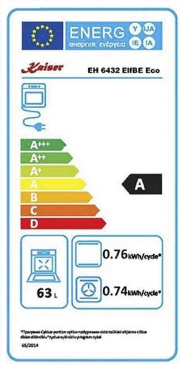 Kaiser Inbouwoven EH 6432 ElfBE Eco/10 - 68L - Ivoor