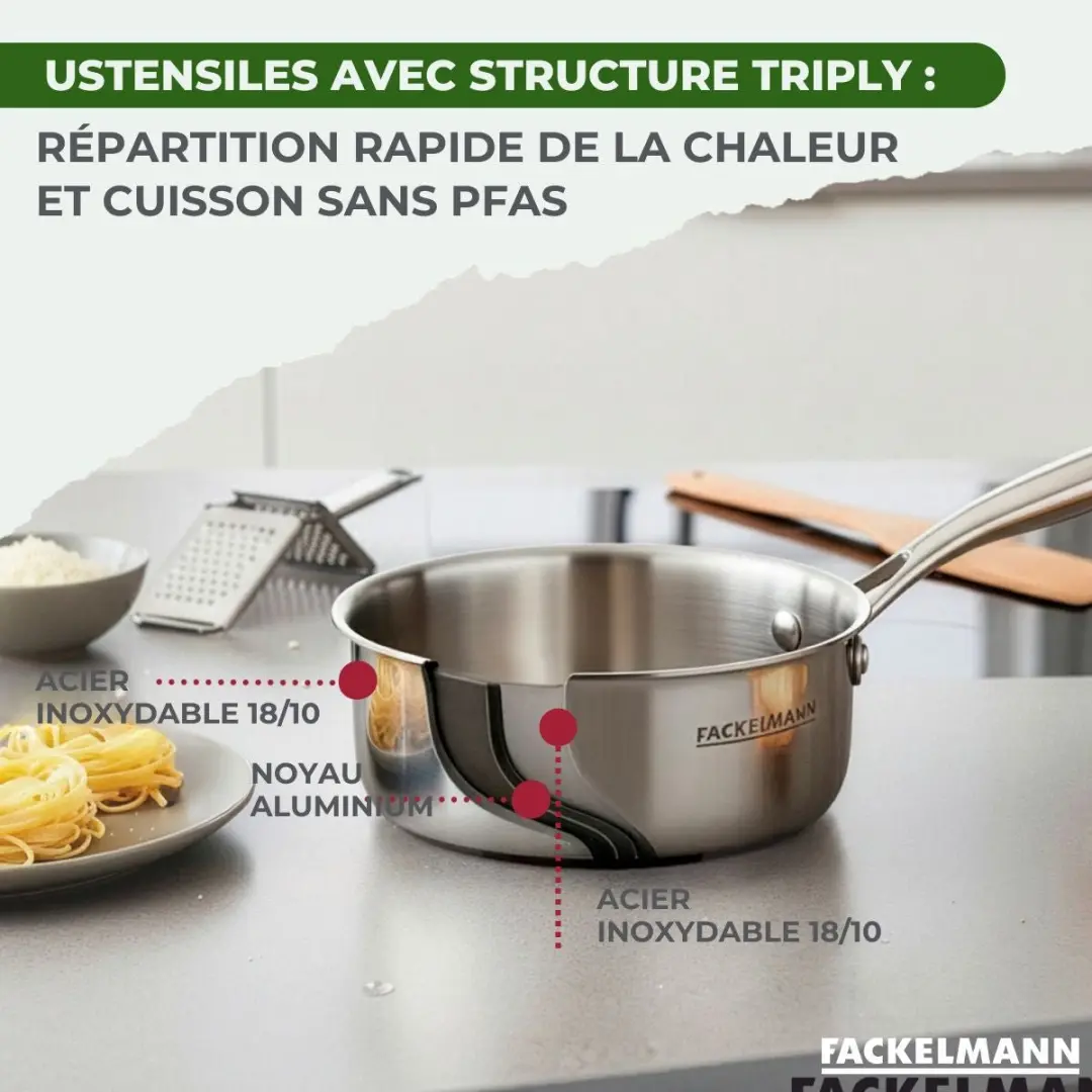 Fackelmann Vita3 Triply Pan 26cm - 18/10 RVS - Inductie/Gas/Elektrisch