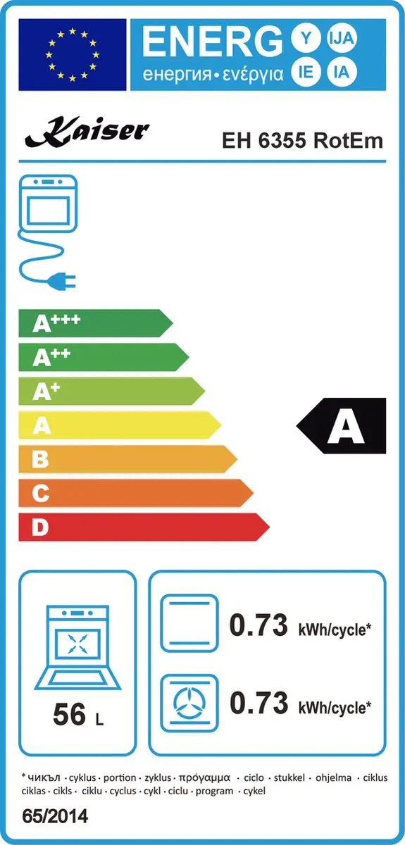 Kaiser Inbouwoven EH 6355 RotEm 60cm - 67L - 8 Functies - Bronze/Rood