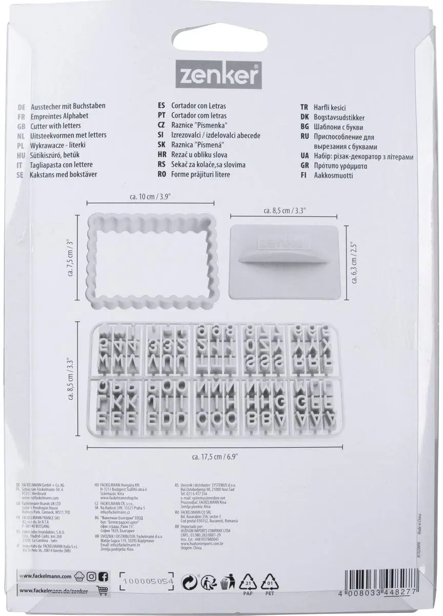Zenker Smart Pastry Alfabetstempels - 2 Stuks Grijs