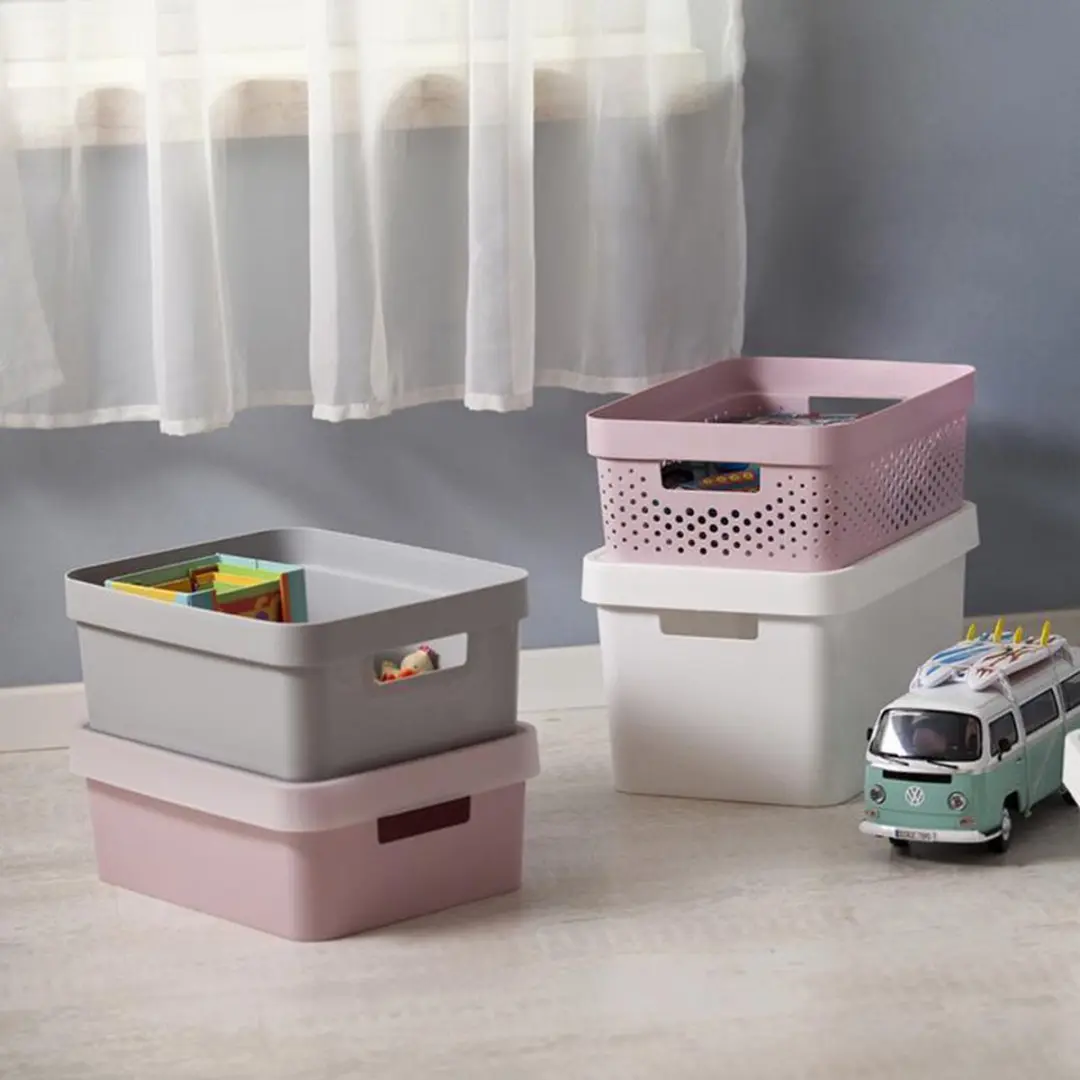 Curver Infinity Box Dots 11L Opbergbox - Lichtgrijs