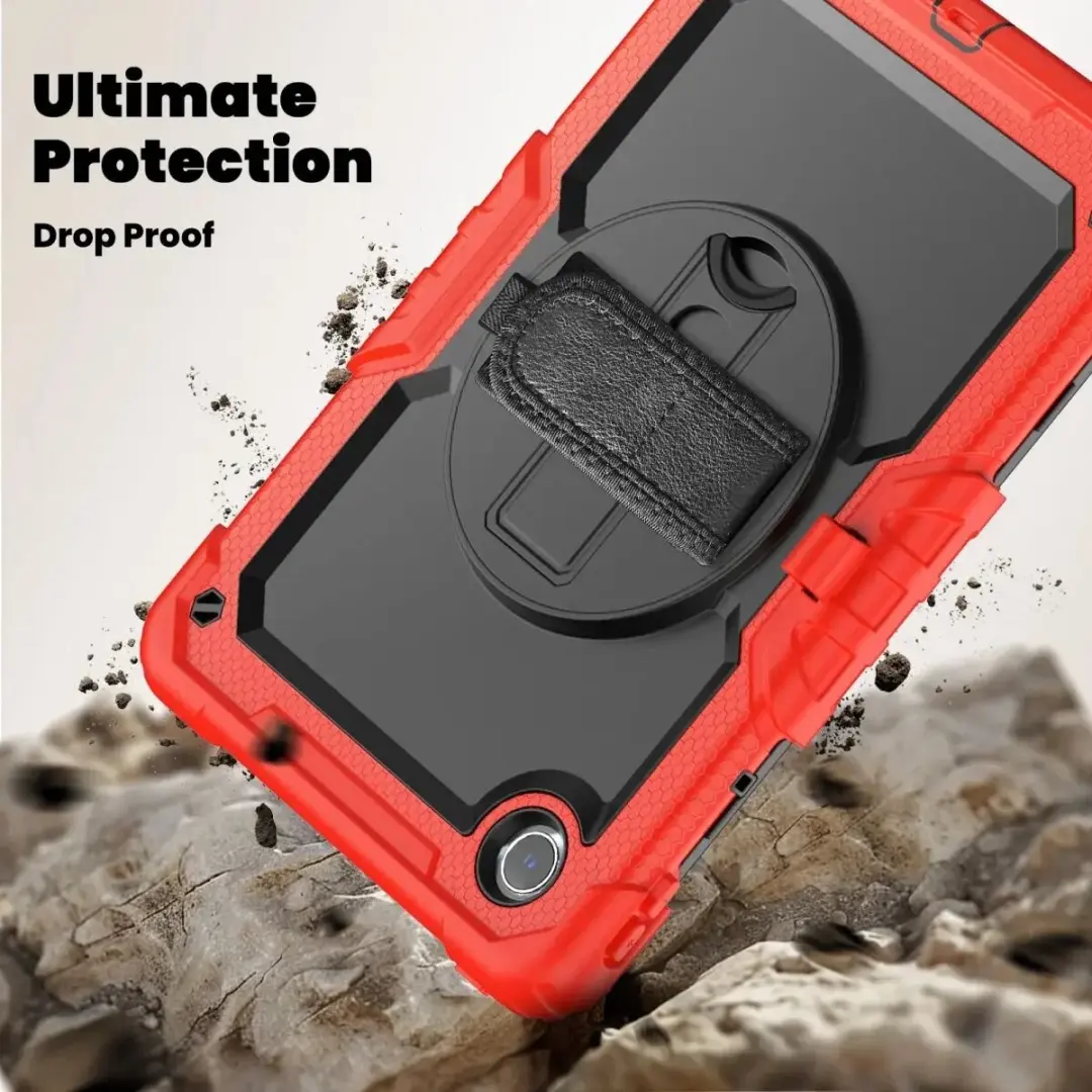 Selected Hoes Lenovo Idea Tab K11 Gen 2 - Rood - Screenprotector & 360° Draaibare Handriem