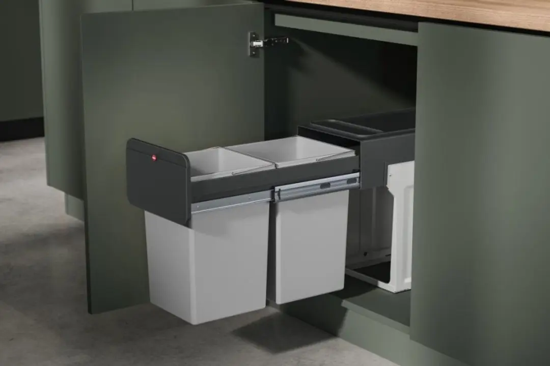 Hailo Inbouwemmer Eco-line Duo 2x14L - Staal/Zwart