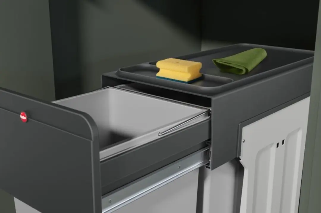 Hailo Inbouwemmer Eco-line Duo 2x14L - Staal/Zwart
