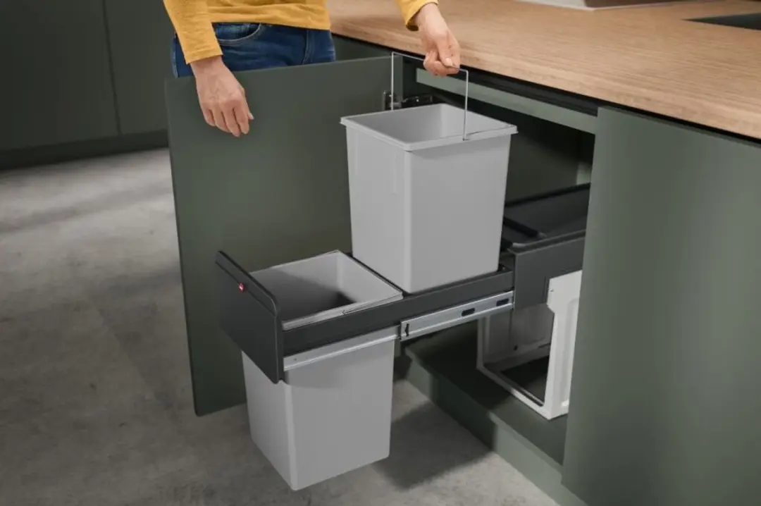 Hailo Inbouwemmer Eco-line Duo 2x14L - Staal/Zwart