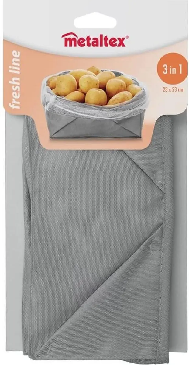 Metaltex Opvouwbare Opbergmand 23x23cm - 6L - Grijs/Wit