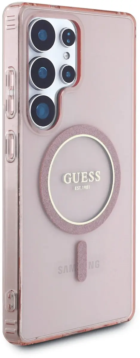 GUESS MagSafe Glitter Gradient Hoesje - Samsung Galaxy S25 Ultra - Roze