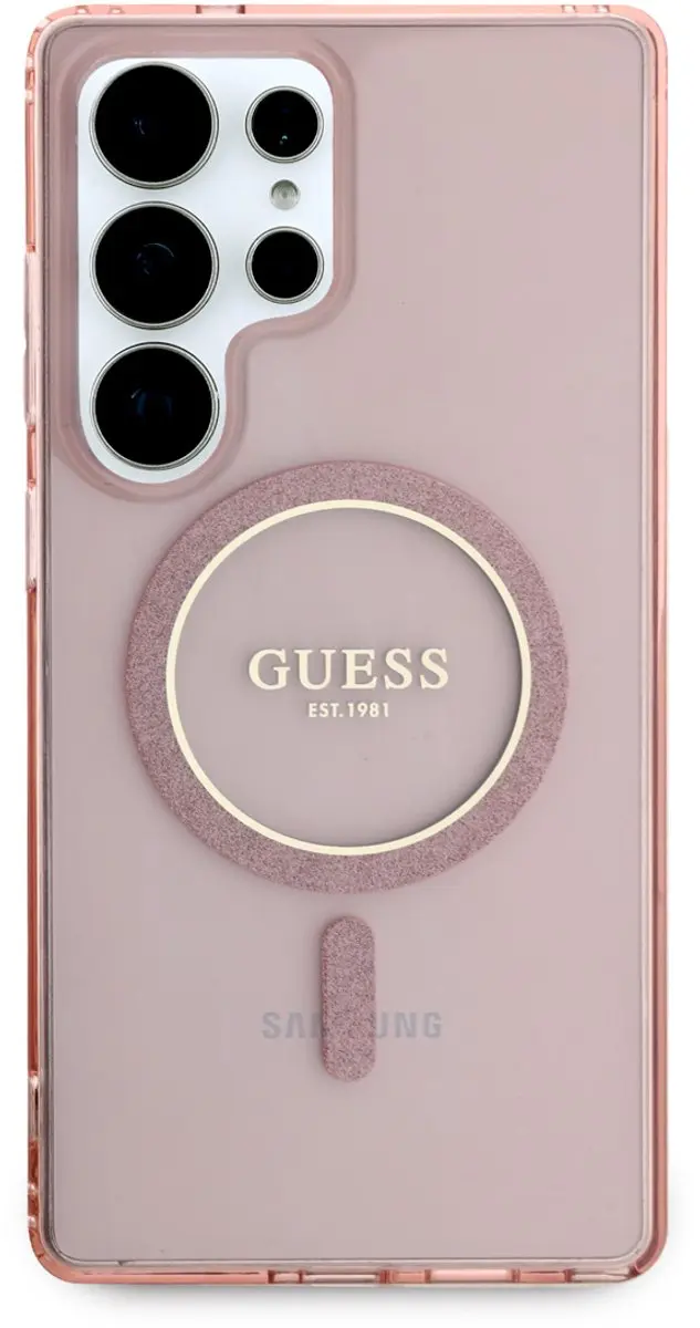GUESS MagSafe Glitter Gradient Hoesje - Samsung Galaxy S25 Ultra - Roze