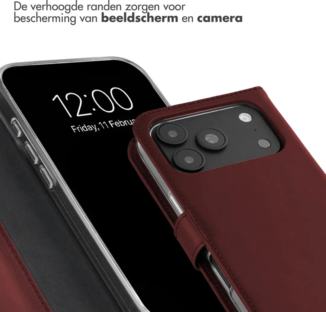 Selencia Hoesje iPhone 17 Pro Bookcase - 3 Pasjes - Donkerrood