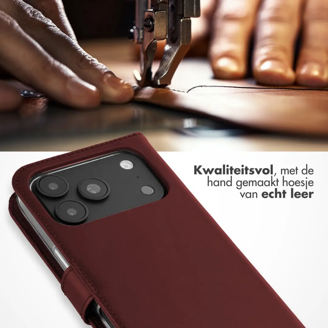 Selencia Hoesje iPhone 17 Pro Bookcase - 3 Pasjes - Donkerrood