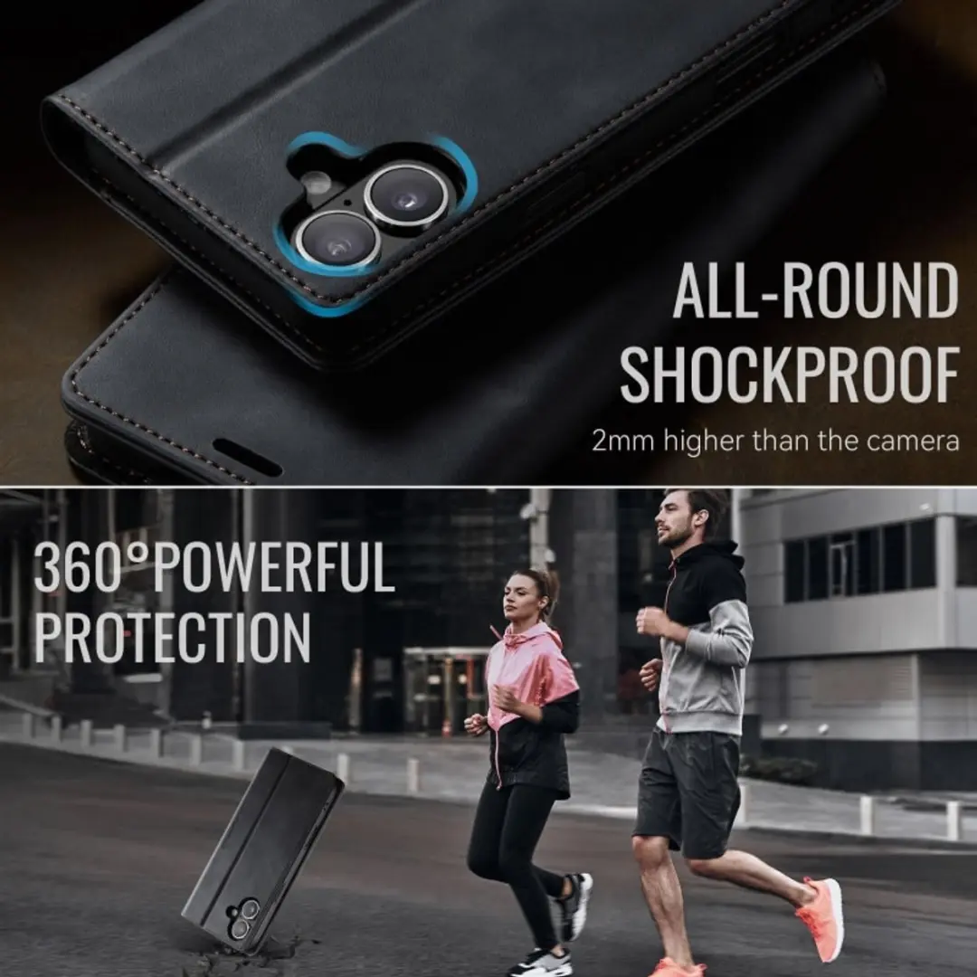 CaseMe iPhone 16 Plus Wallet Book Hoesje - PU Leer - Zwart
