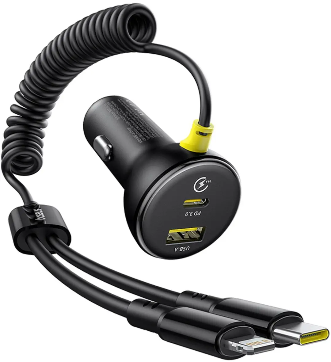 Baseus 60W Autolader USB-A USB-C Lightning