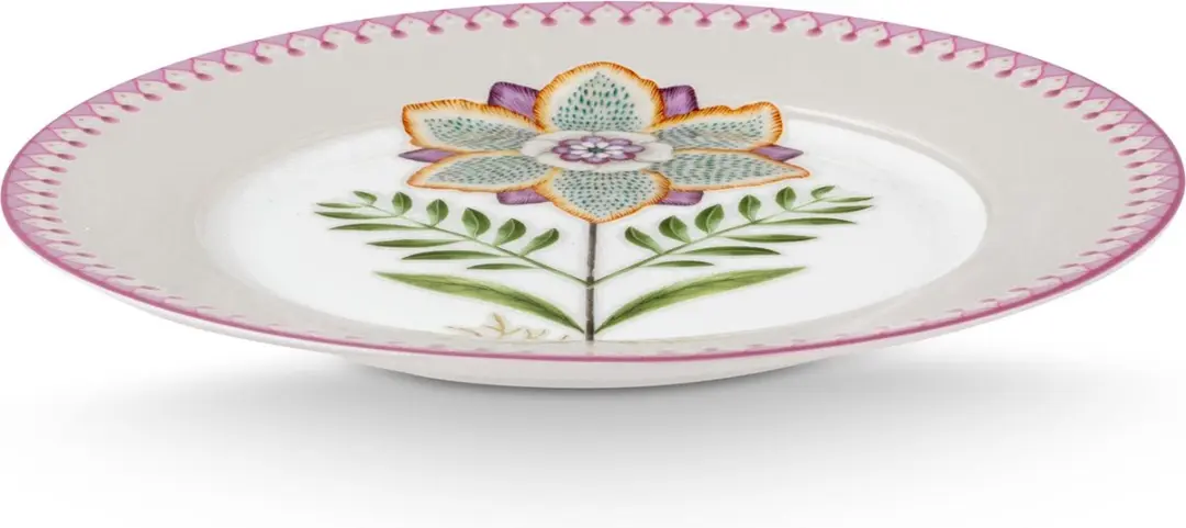 Pip Studio Lily & Lotus Petit Four Bordje ⌀12cm - Lila/Groen/Wit
