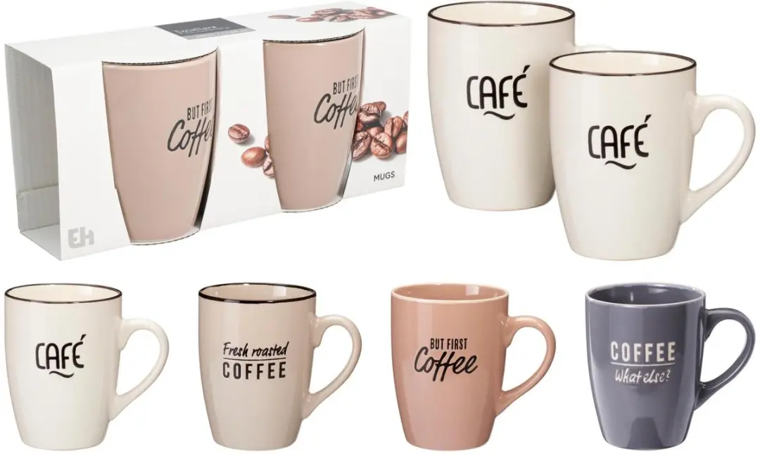 Excellent Houseware Siaki Barista Café Mokken - 8 Stuks 340ml - Beige