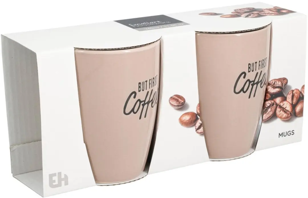 Excellent Houseware Siaki Barista Café Mokken - 8 Stuks 340ml - Grijs