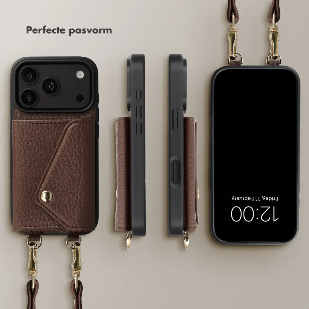 Selencia Sera Koordhoes iPhone 17 Pro - 3 Pasjes - Donkerbruin