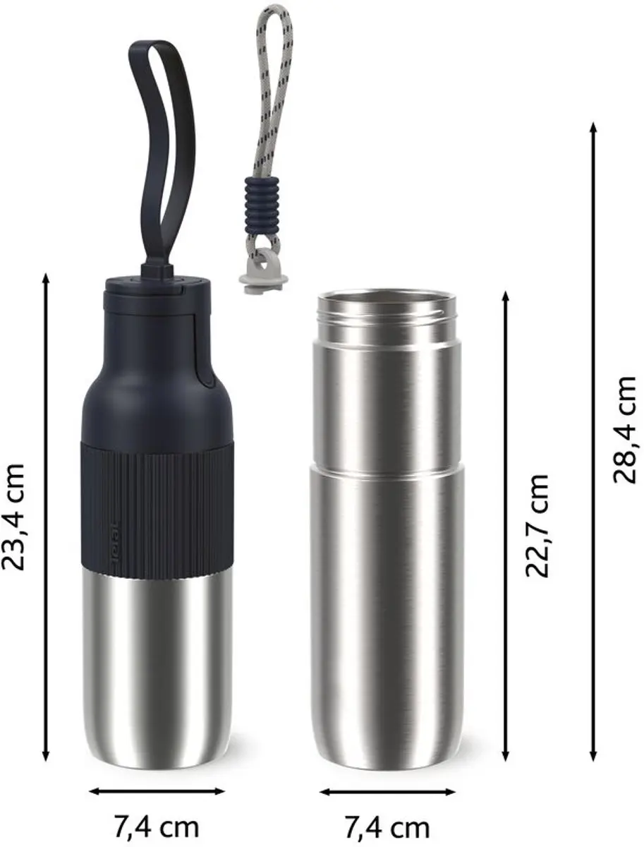 Tefal BeYou Flip Drinkfles 2-delige set 1,2L - Zwart