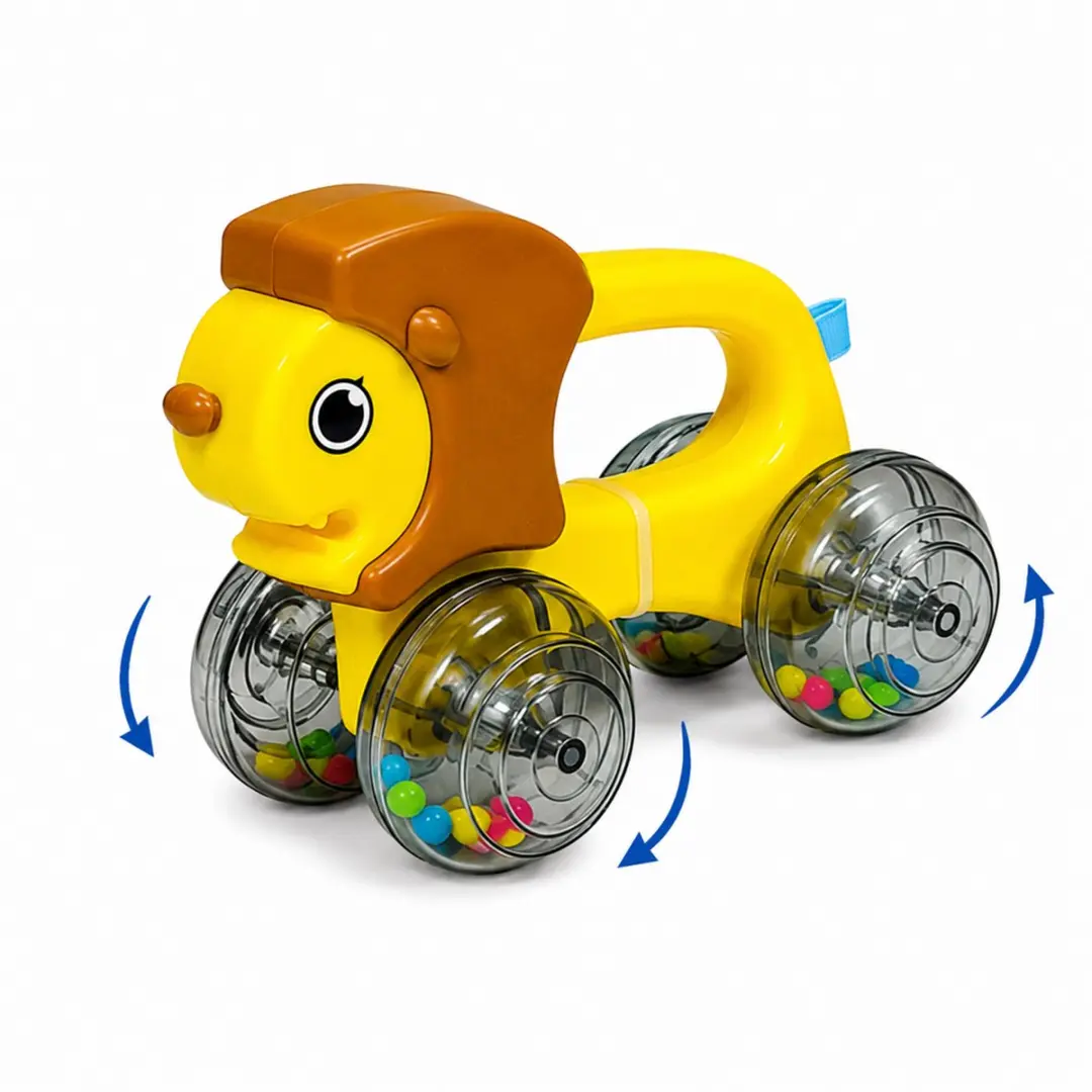 Ledy Toys Leeuw Rammelaar Auto - Geel - afbeelding 2 van 3