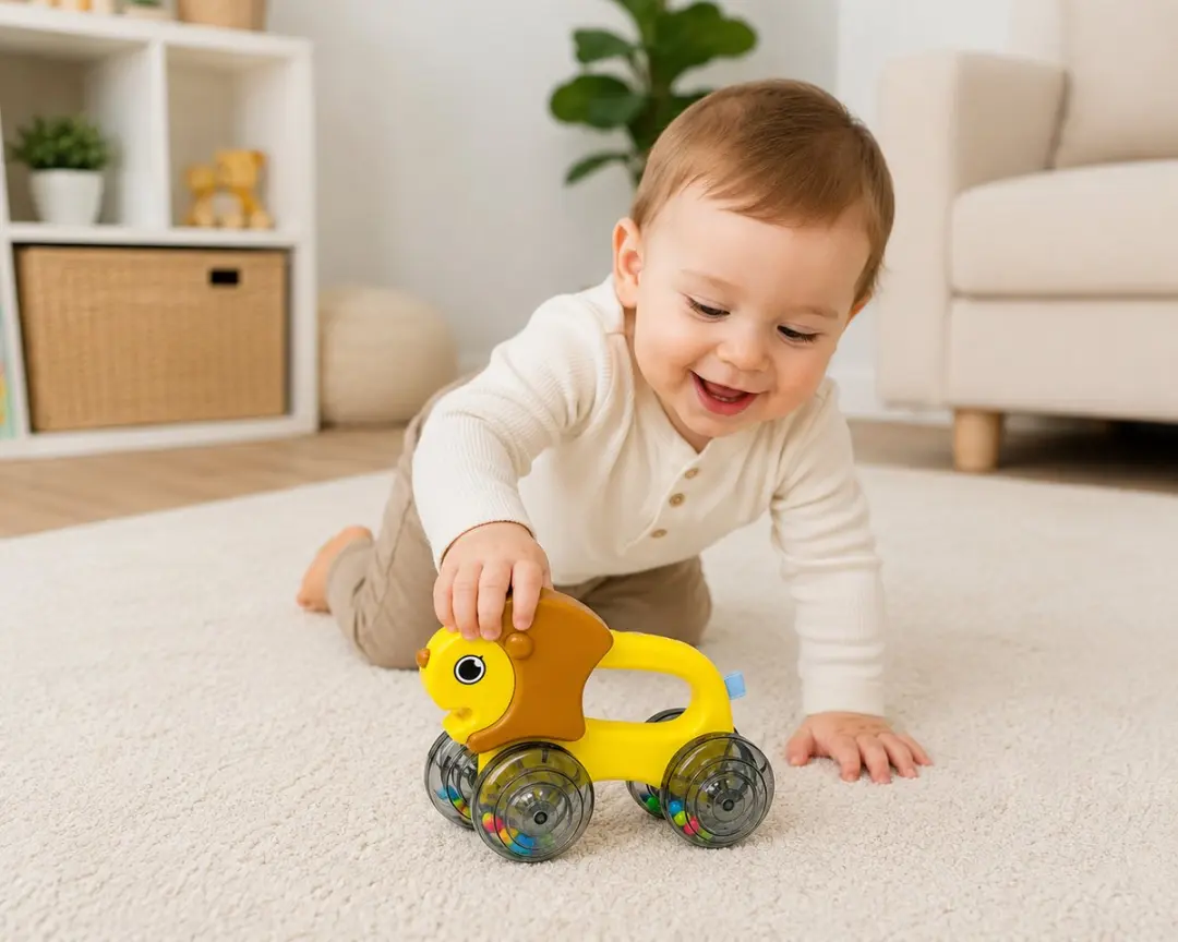 Ledy Toys Leeuw Rammelaar Auto - Geel - afbeelding 3 van 3