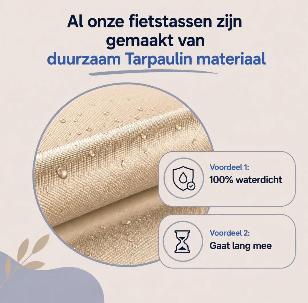 Morelia Fietstas 48L Beige - Dubbel - Waterdicht