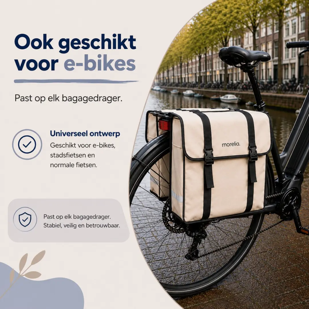 Morelia Fietstas 48L Beige - Dubbel - Waterdicht