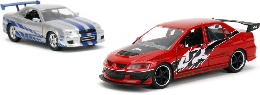 Jada Toys Fast & Furious Mitsubishi Lancer Evo + Nissan Skyline R34 GTR 1:32 - Rood/Zilver