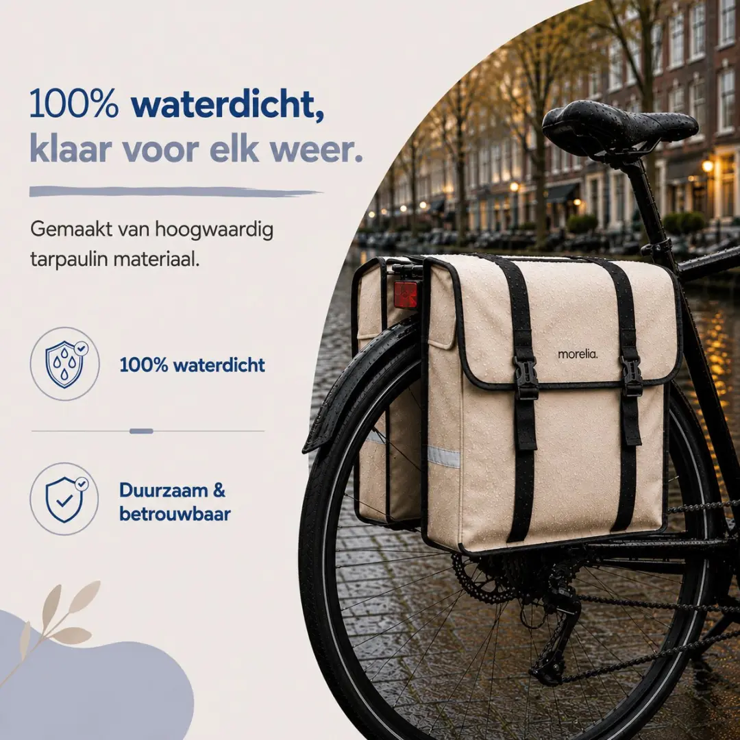 Morelia Fietstas XL Beige - 52L - Waterdicht