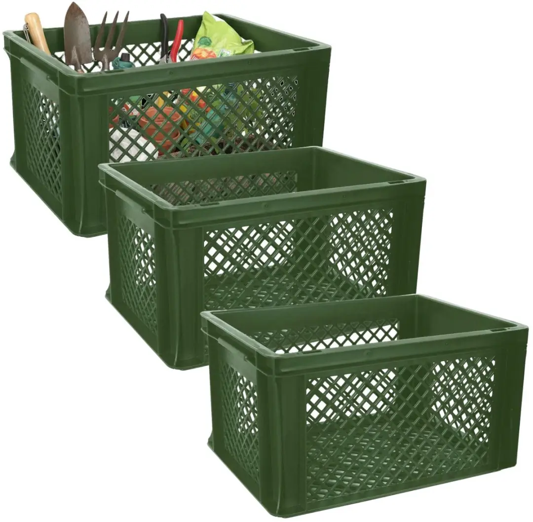 Bellatio Design Opbergbox 3x - Legergroen - 40x30x22cm