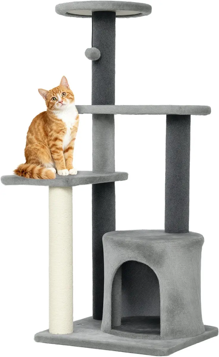 Pawhut Kattenboom Krabpaal Grijs