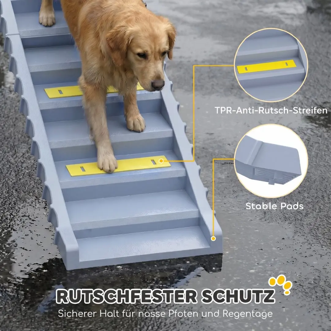 Pawhut Pet Ramp Kunststof - 154x40x7,5cm - Grijs