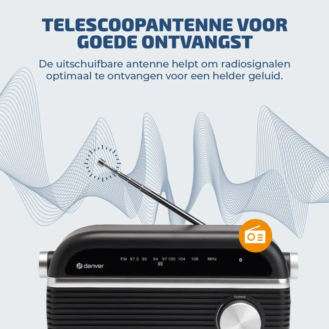 Denver TRB-67 Retro Noodradio - Zwart - afbeelding 6 van 6
