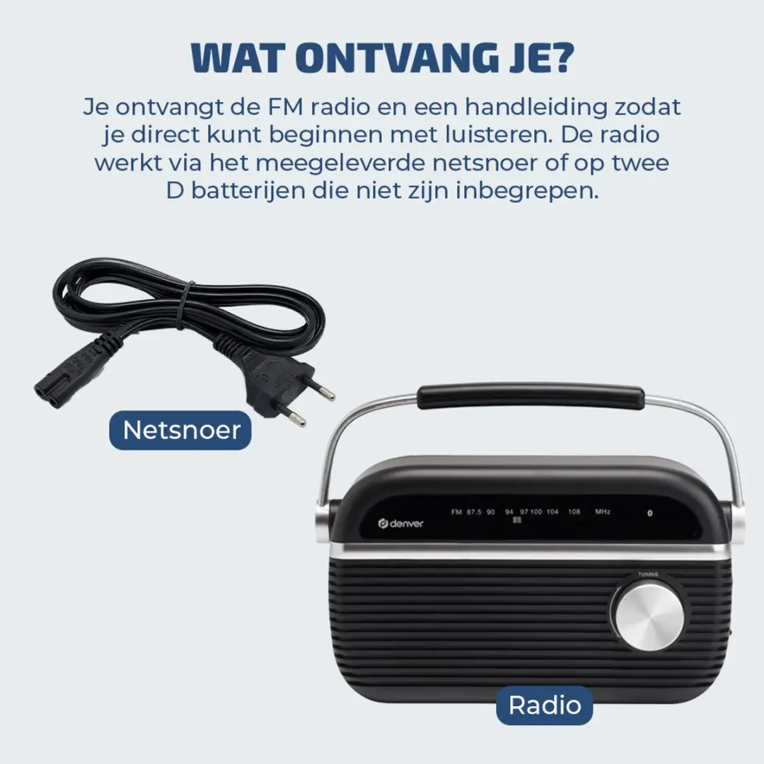 Denver TRB-67 Retro Noodradio - Zwart