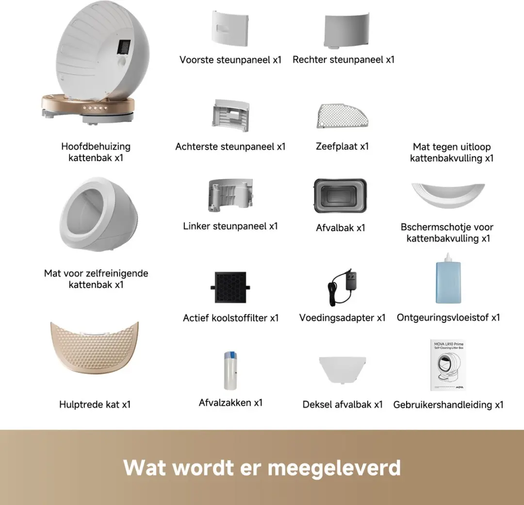 Mova LR10 Prime Slimme Kattenbak - 60L - Wit