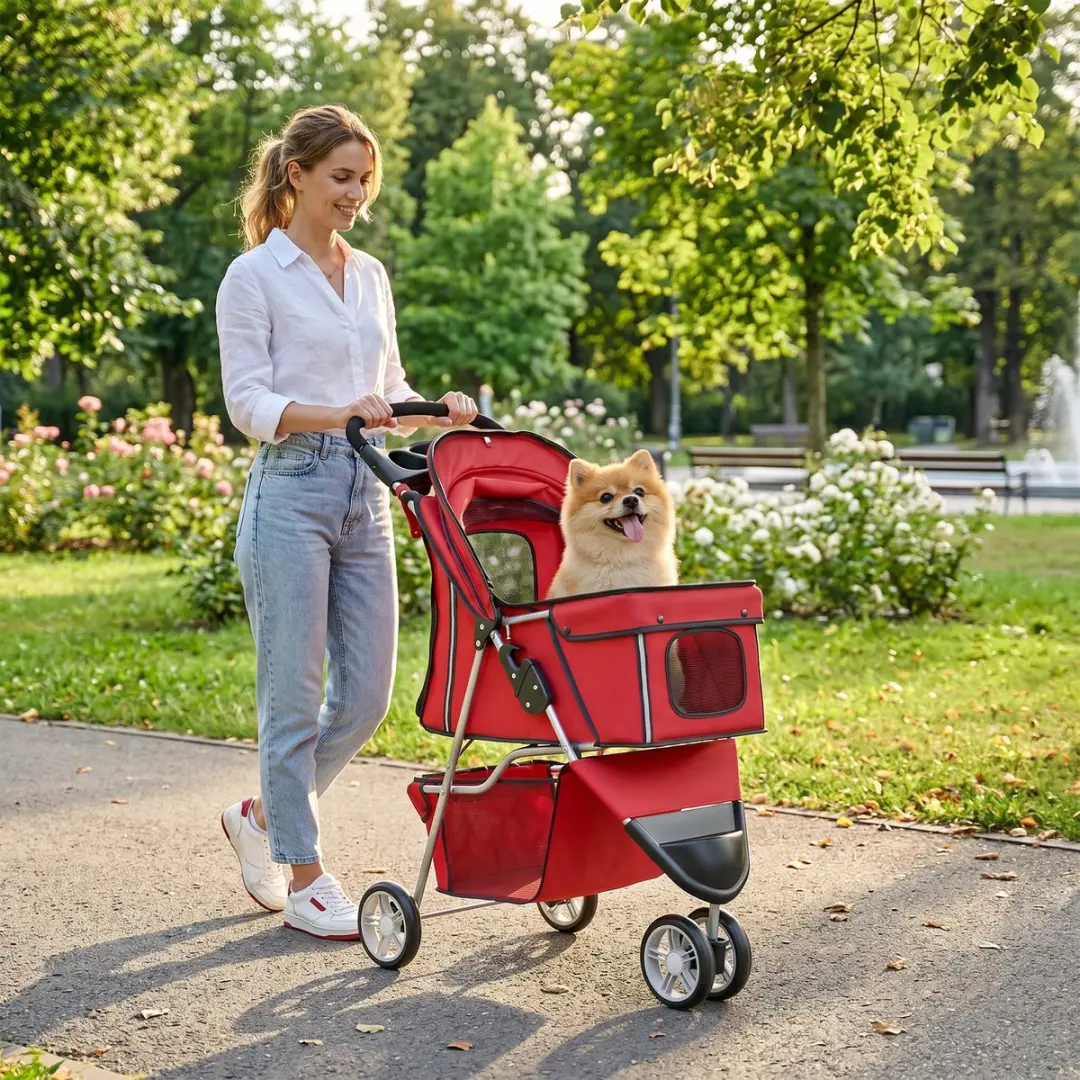 Pawhut Hondenbuggy - 77x44x102cm - Rood