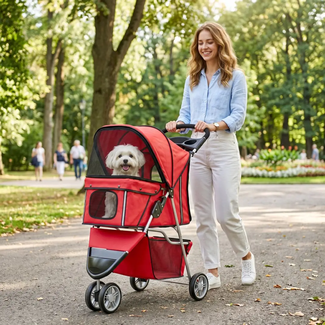 Pawhut Hondenbuggy - 77x44x102cm - Rood