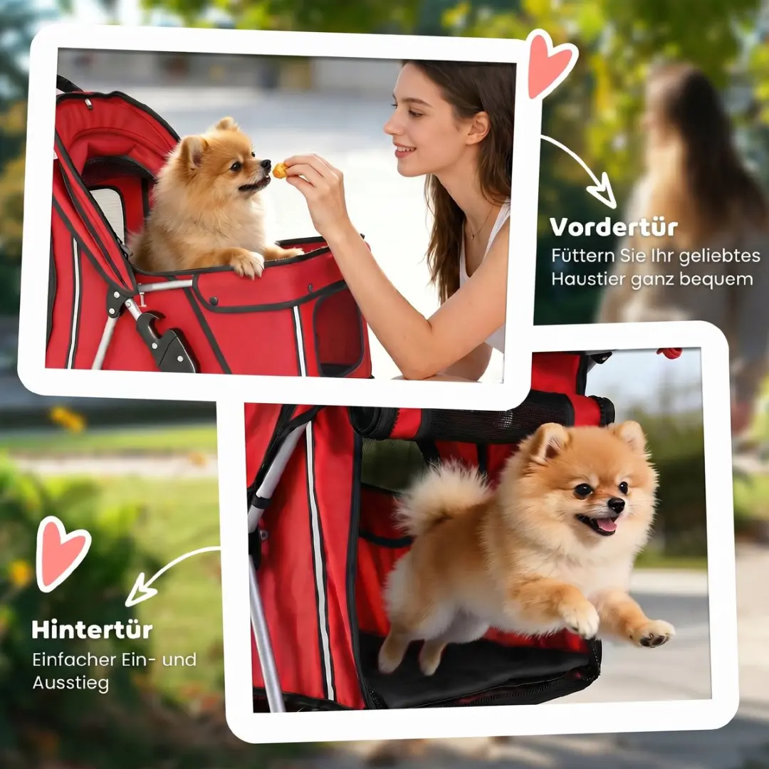 Pawhut Hondenbuggy - 77x44x102cm - Rood
