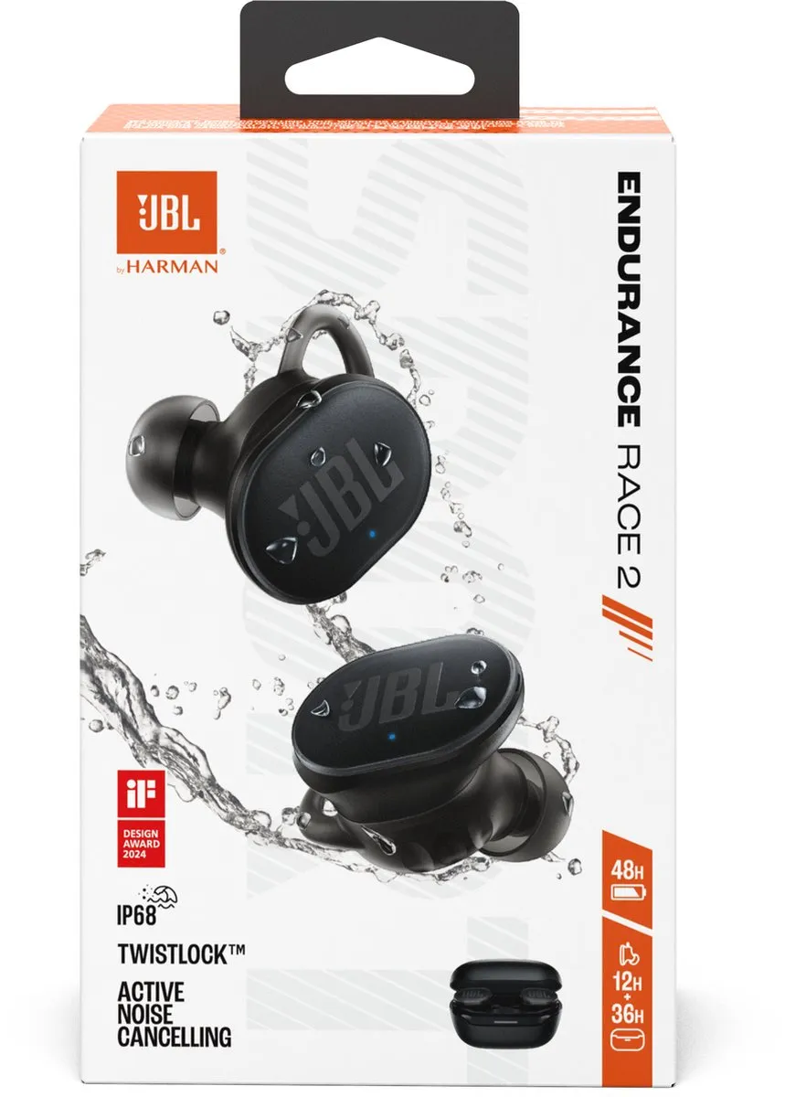 JBL Endurance Race 2 True Wireless Oordopjes - 48 uur - IP67 - Zwart - afbeelding 6 van 6