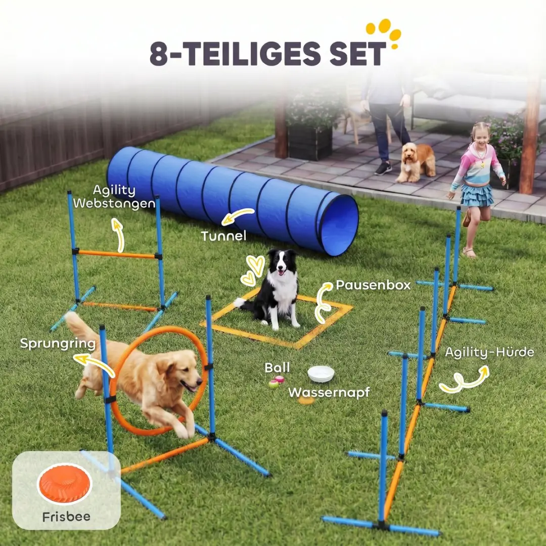 Pawhut Pet Agility Set - 350x68x70cm - Orange