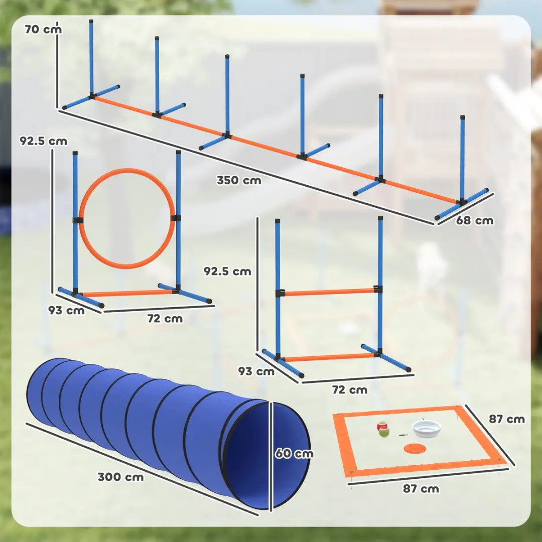 Pawhut Pet Agility Set - 350x68x70cm - Orange - afbeelding 6 van 6