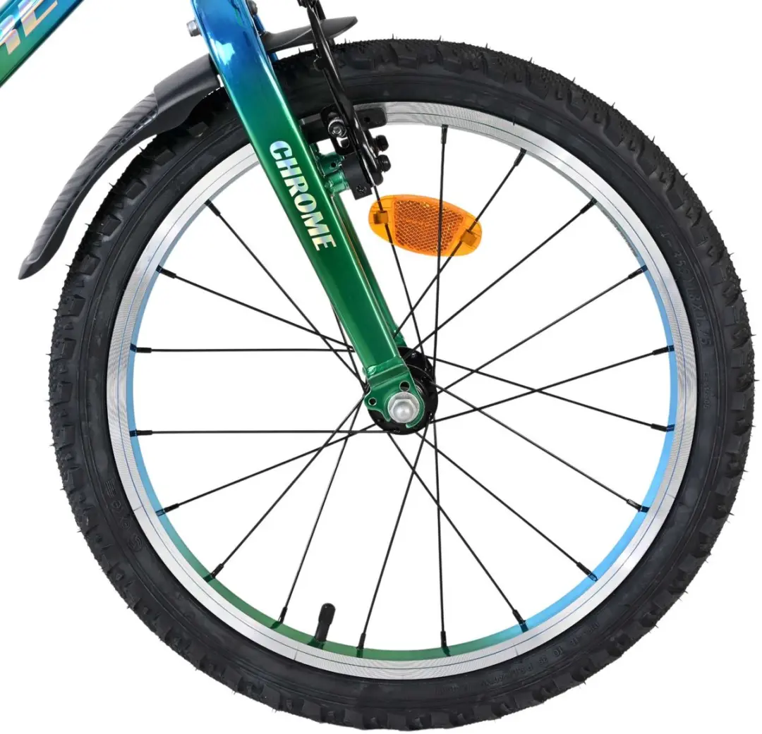 Volare Chrome Kinderfiets 18 inch - 1 Versnelling - Blauw Groen - afbeelding 6 van 6