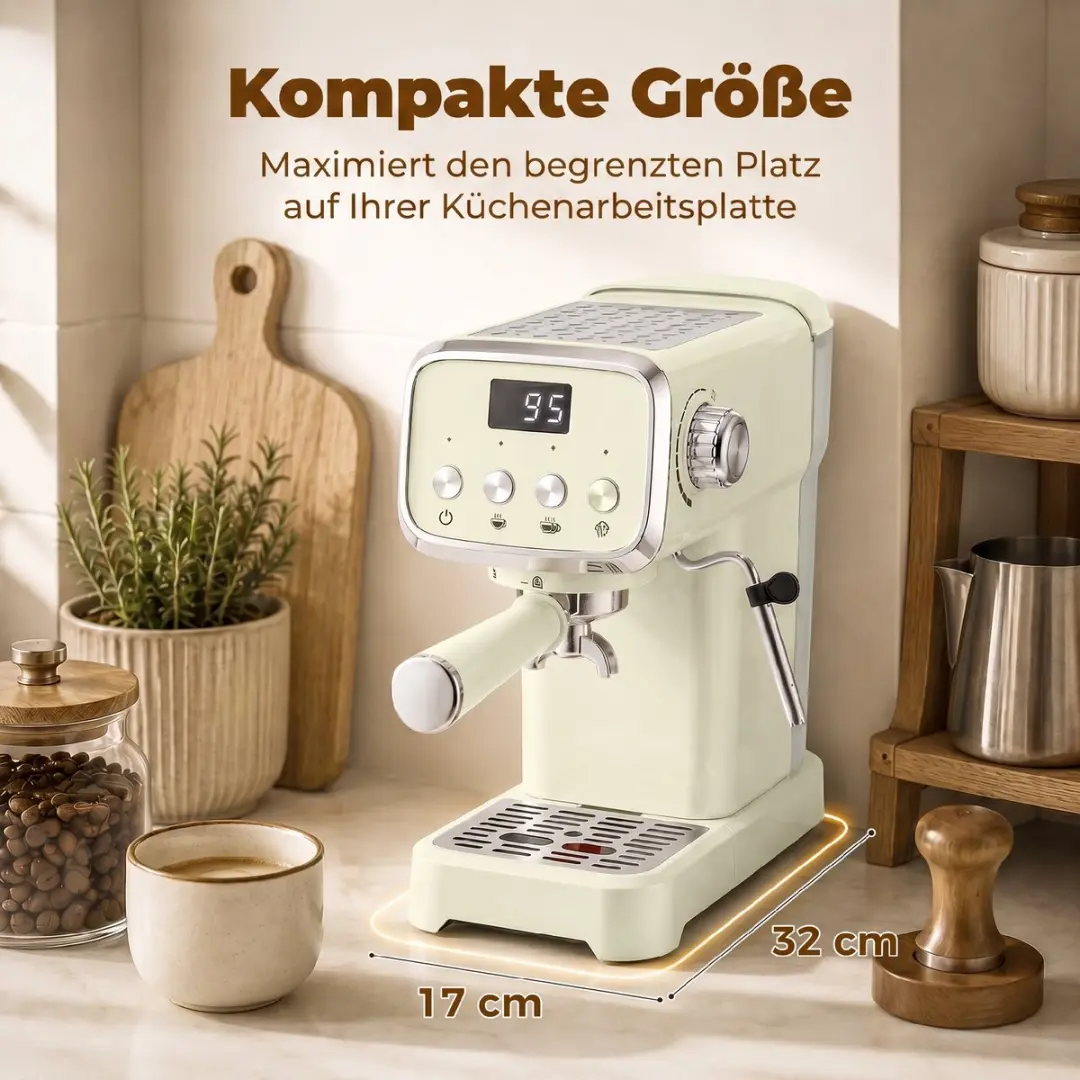 Homcom Halfautomatische Pistonmachine 20 bar 1.2L - Crèmewit